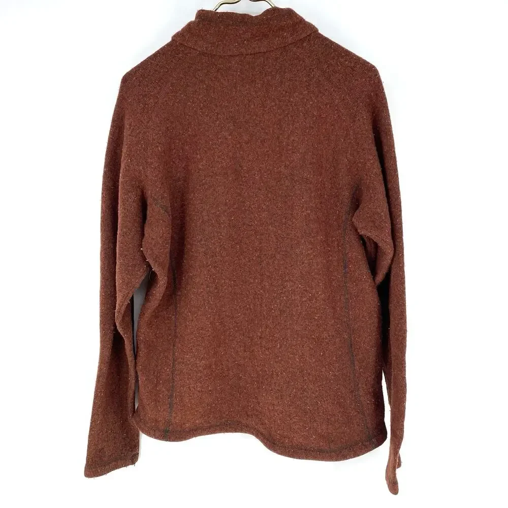 Marmot Fleece Full Zip Jacket Rust Red Sweater Knit Men's Size Large